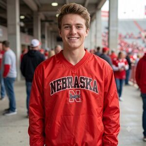 Vintage Red Oak Nebraska Cornhuskers Pullover Windbreaker Men's Large Red